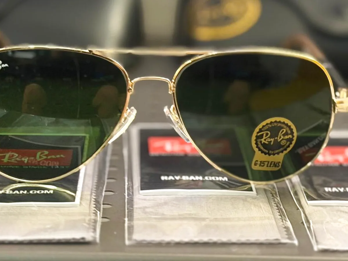 Ray-Ban gold aviator with green G-15 lenses