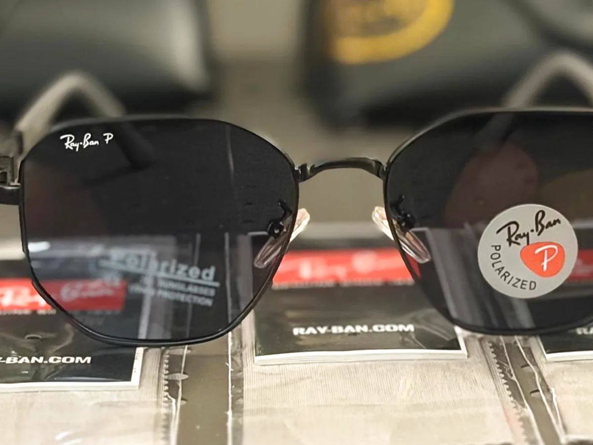 Ray-Ban black hexagonal frame, polarized