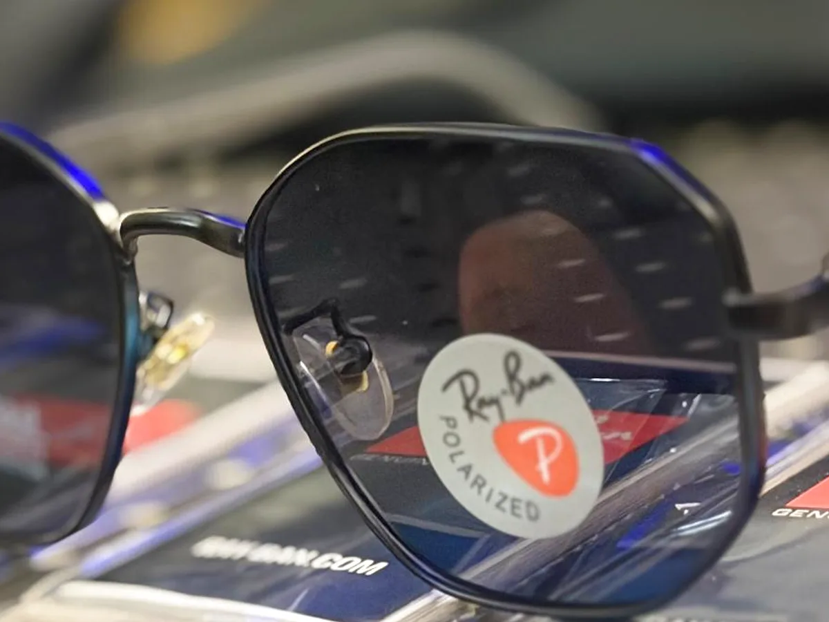 Ray-Ban blue hexagonal frame, polarized