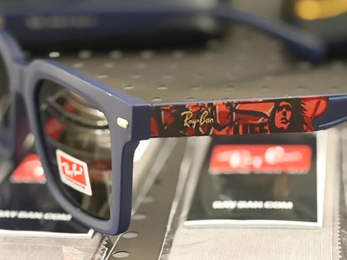 Ray-Ban navy Wayfarer, printed temple